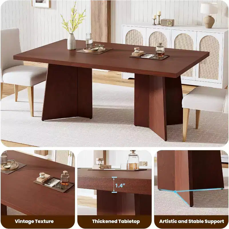 Table à manger pour 6-8 personnes, 160 cm, table de cuisine moderne et longue avec grand plateau
