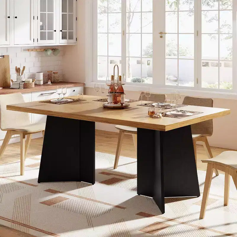 Table à manger pour 6-8 personnes, 160 cm, table de cuisine moderne et longue avec grand plateau