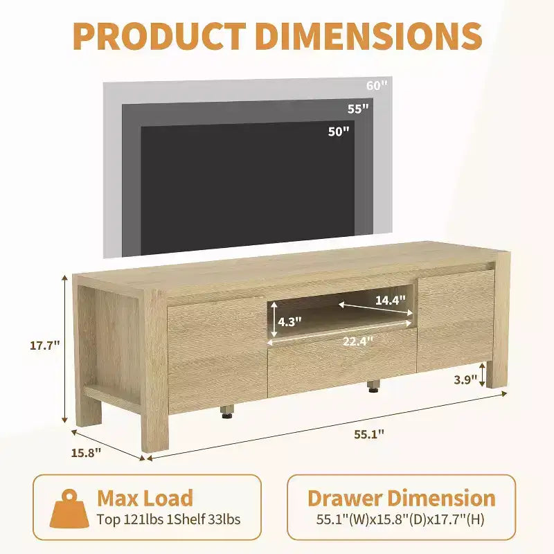 Meuble TV moderne en bois avec portes et armoire, meuble de rangement de style ferme