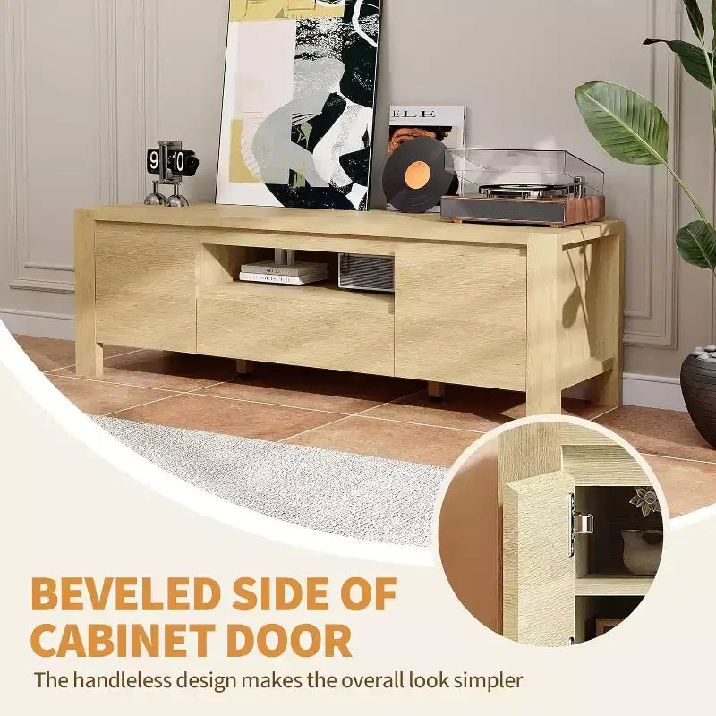 Meuble TV moderne en bois avec portes et armoire, meuble de rangement de style ferme