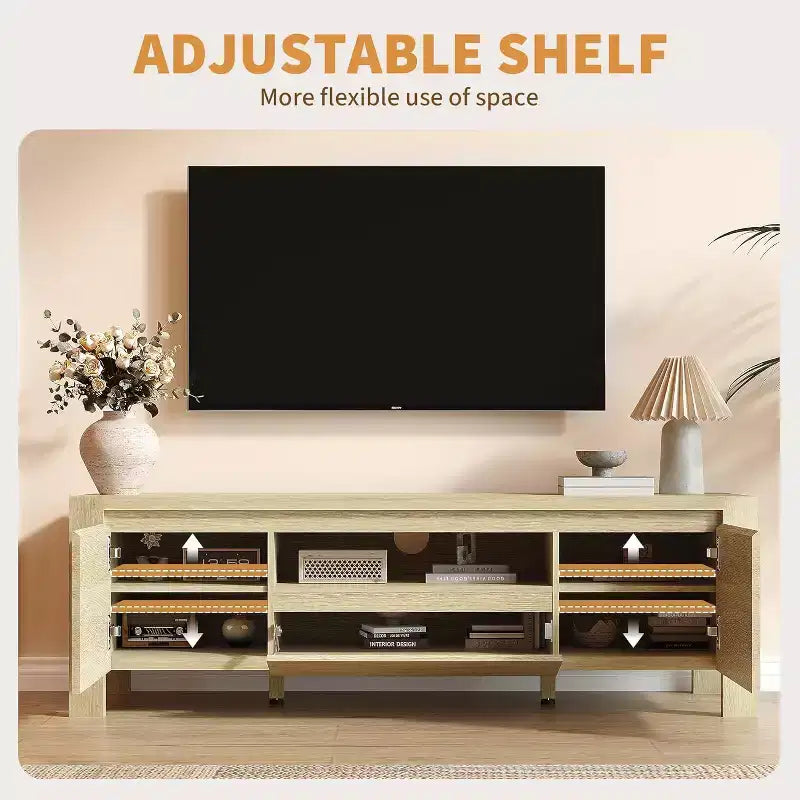 Meuble TV moderne en bois avec portes et armoire, meuble de rangement de style ferme