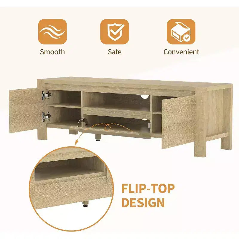 Meuble TV moderne en bois avec portes et armoire, meuble de rangement de style ferme