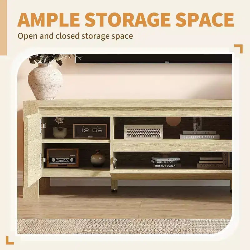 Meuble TV moderne en bois avec portes et armoire, meuble de rangement de style ferme