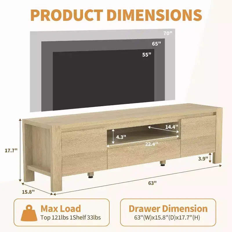 Meuble TV moderne en bois avec portes et armoire, meuble de rangement de style ferme