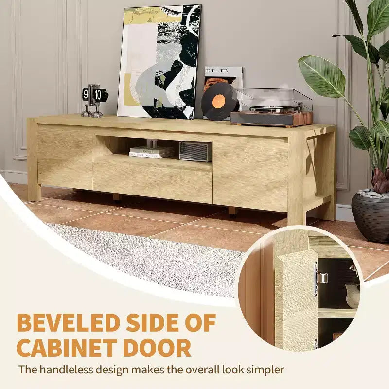 Meuble TV moderne en bois avec portes et armoire, meuble de rangement de style ferme