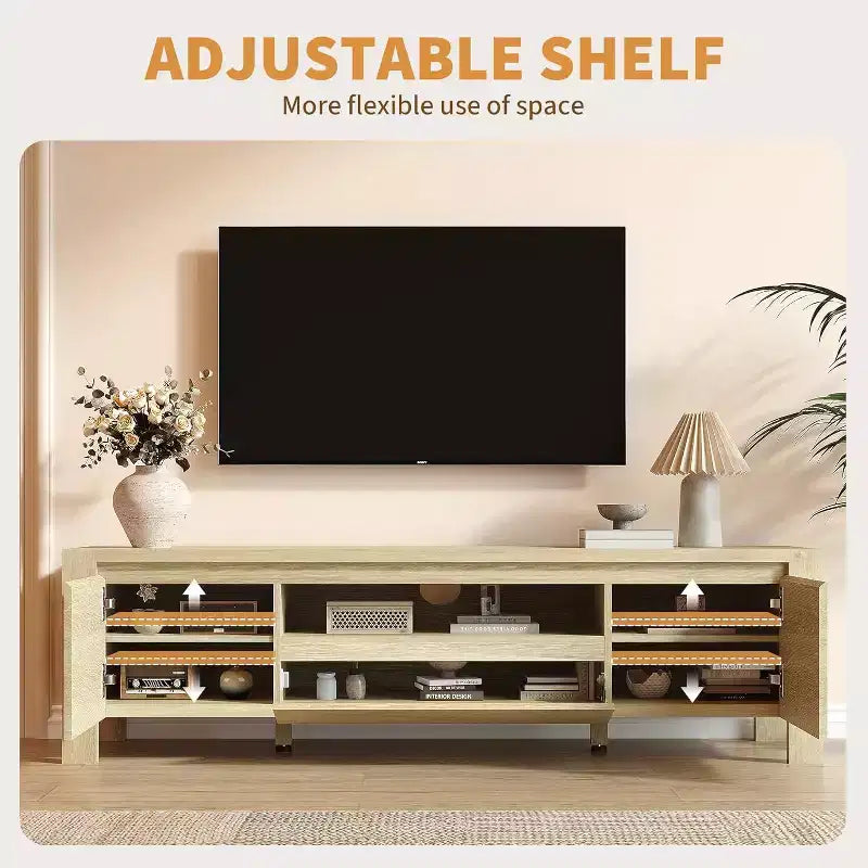Meuble TV moderne en bois avec portes et armoire, meuble de rangement de style ferme