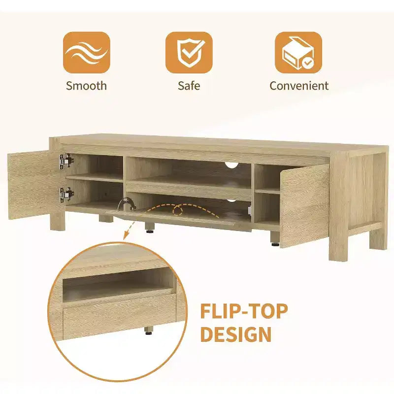 Meuble TV moderne en bois avec portes et armoire, meuble de rangement de style ferme