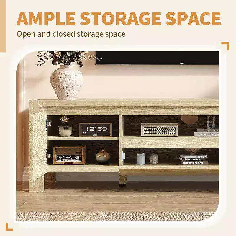 Meuble TV moderne en bois avec portes et armoire, meuble de rangement de style ferme