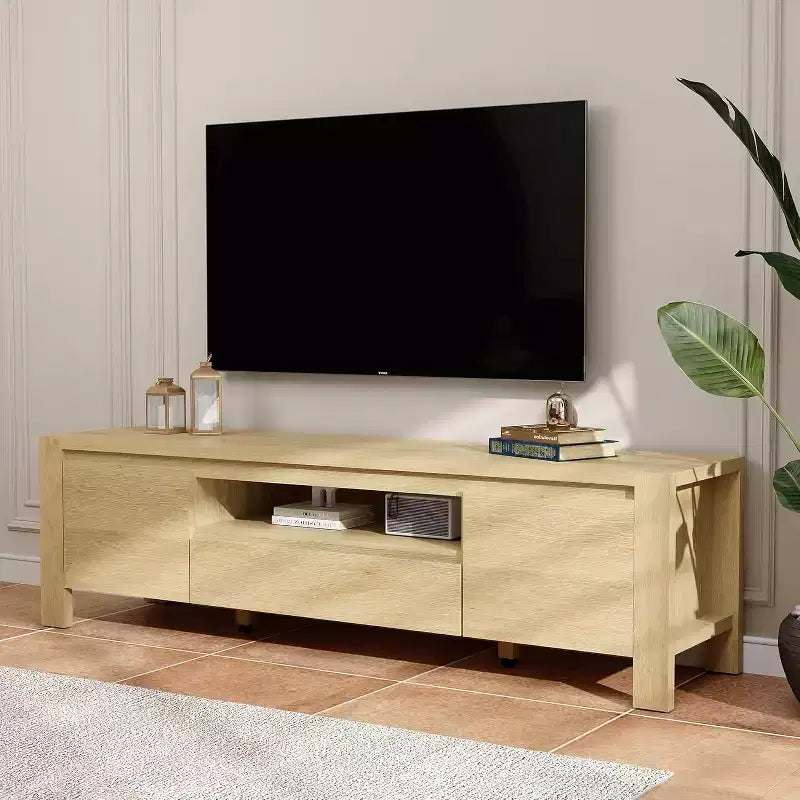 Meuble TV moderne en bois avec portes et armoire, meuble de rangement de style ferme