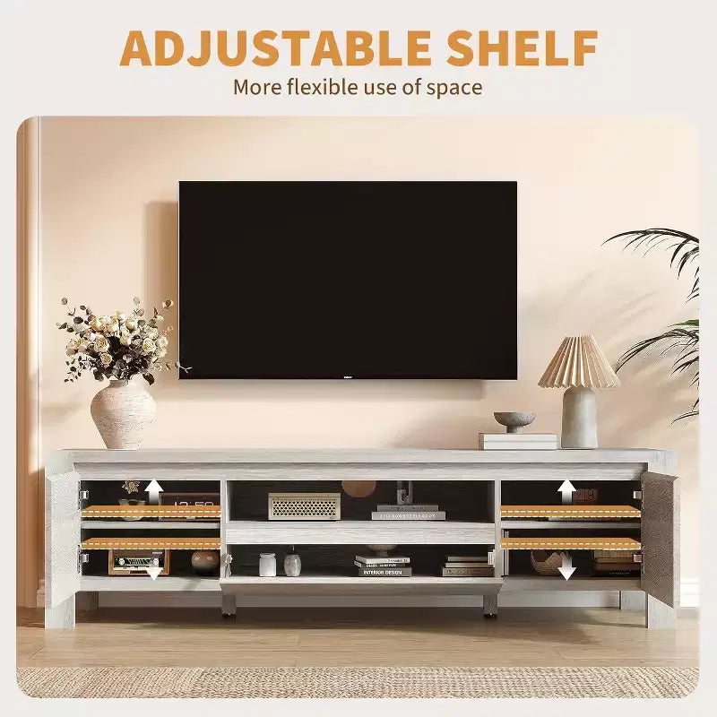 Meuble TV moderne en bois avec portes et armoire, meuble de rangement de style ferme