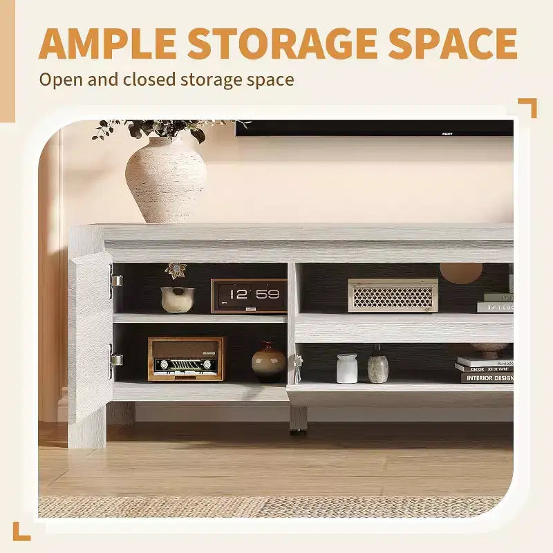 Meuble TV moderne en bois avec portes et armoire, meuble de rangement de style ferme