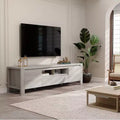 Modern Wood TV Stand with Doors and Cabinet, Farmhouse Entertainment Center for TVs Up to 70in, TV Console for Living Room, Bedroom