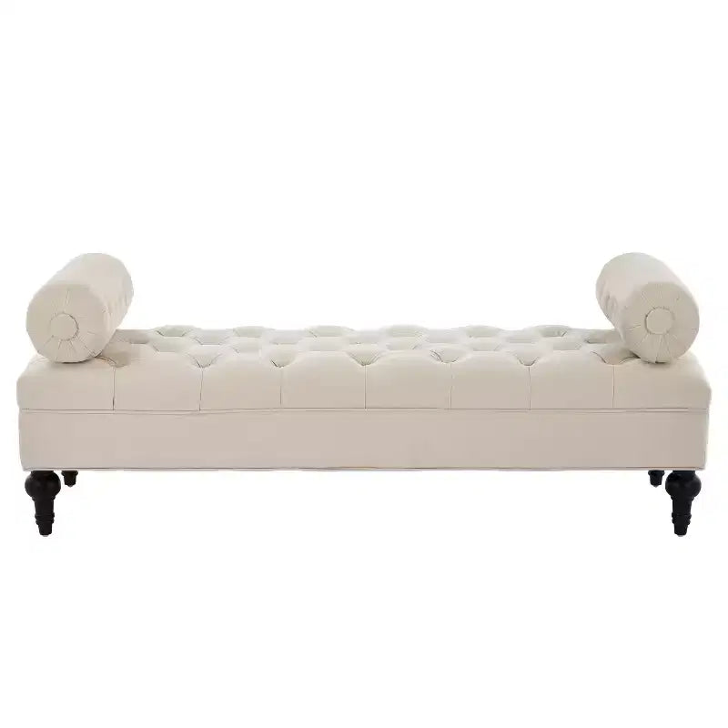 Banc de chambre tapissé en velours, banc de bout de lit capitonné avec 2 oreillers
