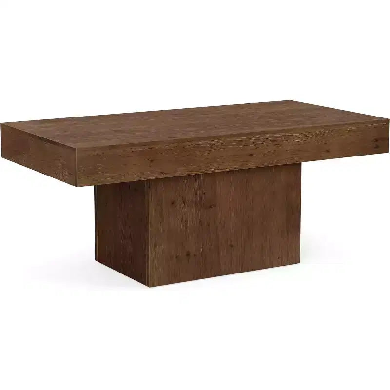 Lantine 47.24 Solid Wood Coffee Table for Living Room, Rectangle Center Cocktail Table with Sturdy Wooden Pedestal