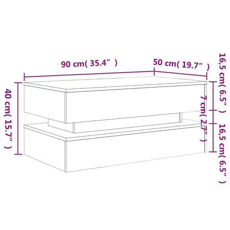 Table basse avec lumières LED, plusieurs styles et tailles disponibles