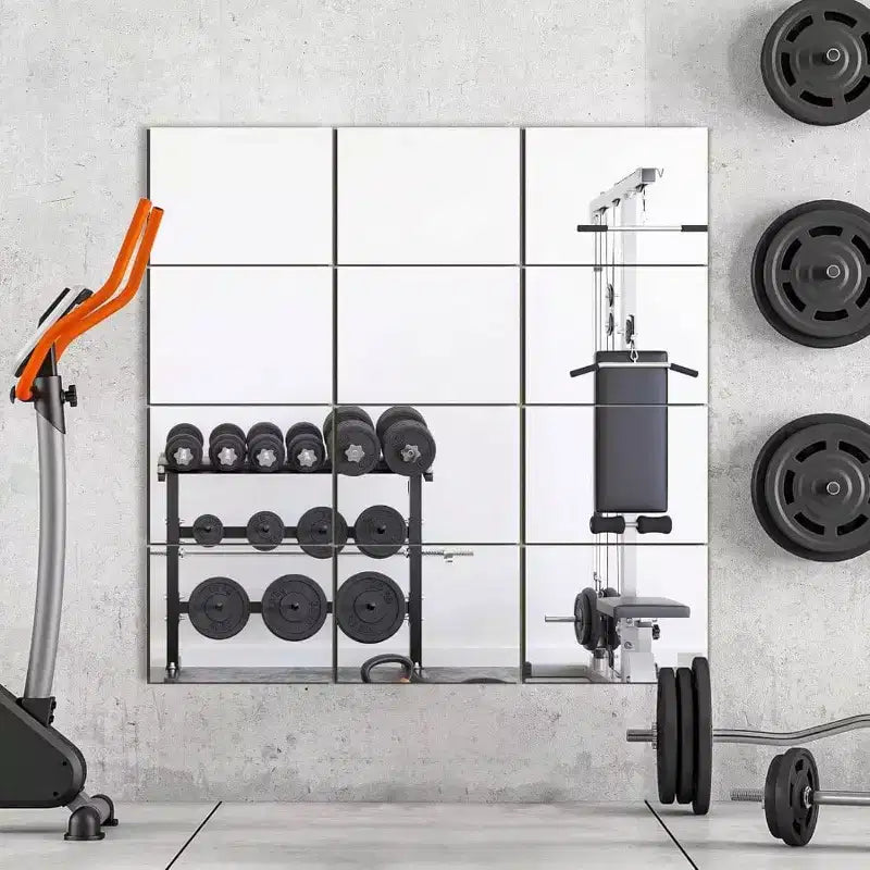 Dalles de miroir mural 40x30 cm 12 pièces Miroir de salle de sport pleine longueur