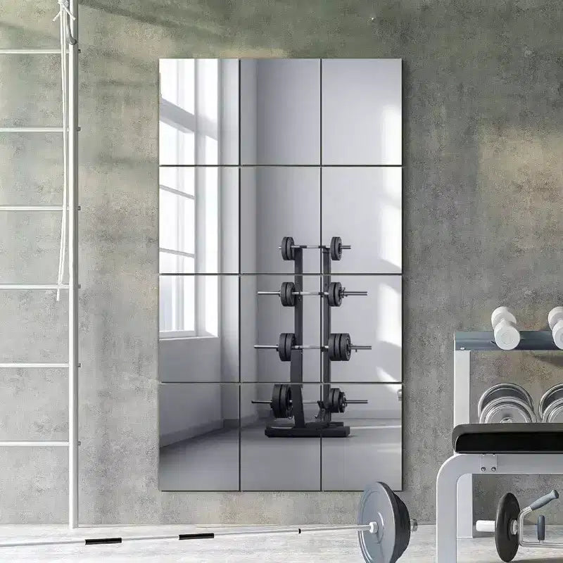 Dalles de miroir mural 40x30 cm 12 pièces Miroir de salle de sport pleine longueur