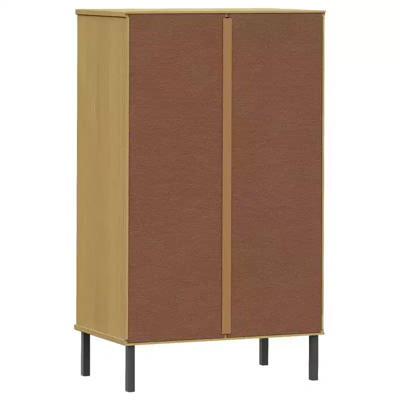 Meuble à Chaussures en Bois de Pin Massif et Métal, Rectangulaire, 2 Portes