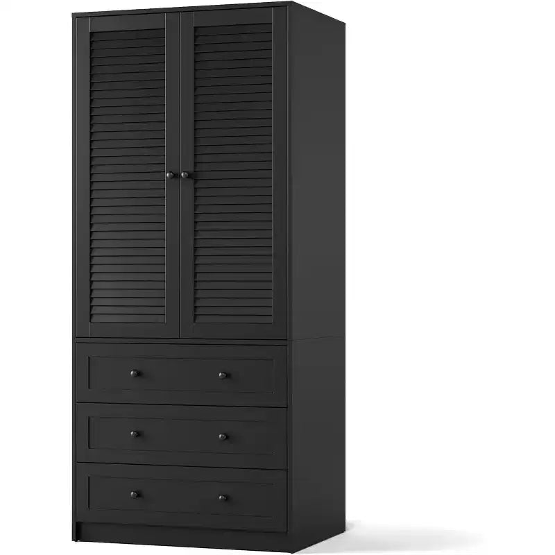 Armoire-penderie-commode en bois avec tiroirs