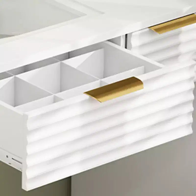 Coiffeuse avec miroir lumineux, plateau en verre