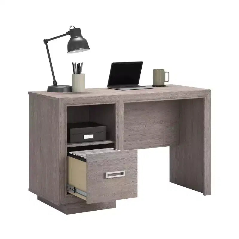 Bureau moderne avec tiroir de classement et étagère ouverte