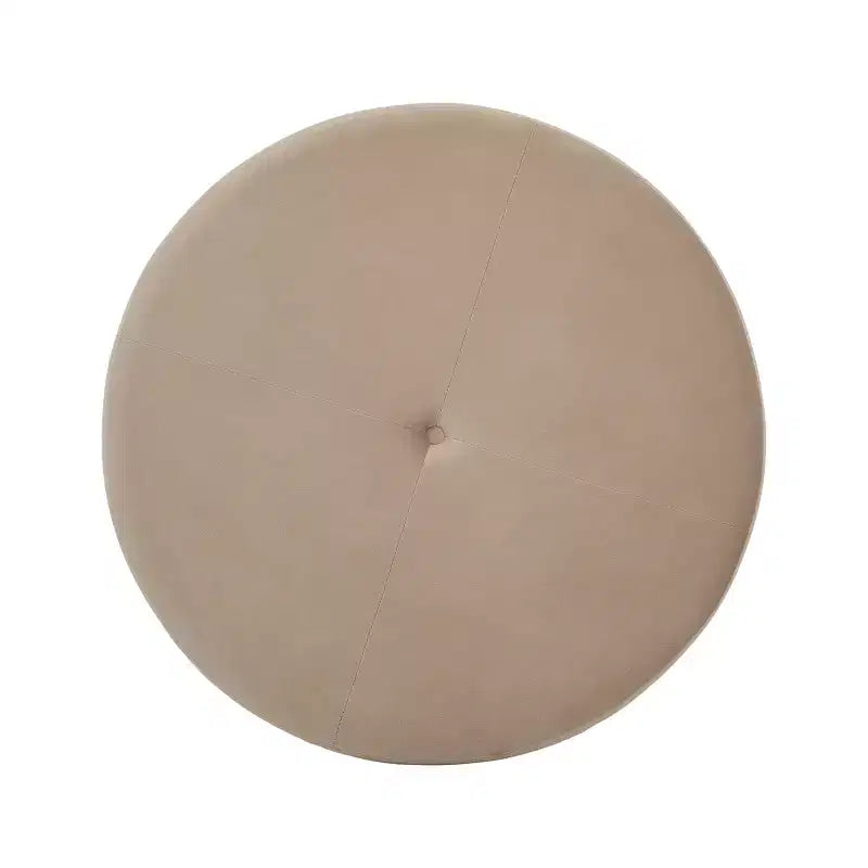 Ottoman rembourré en boucle, en hévéa, rond et moderne