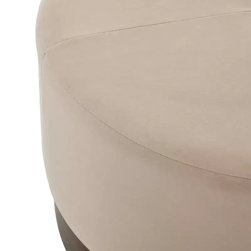 Ottoman rembourré en boucle, en hévéa, rond et moderne