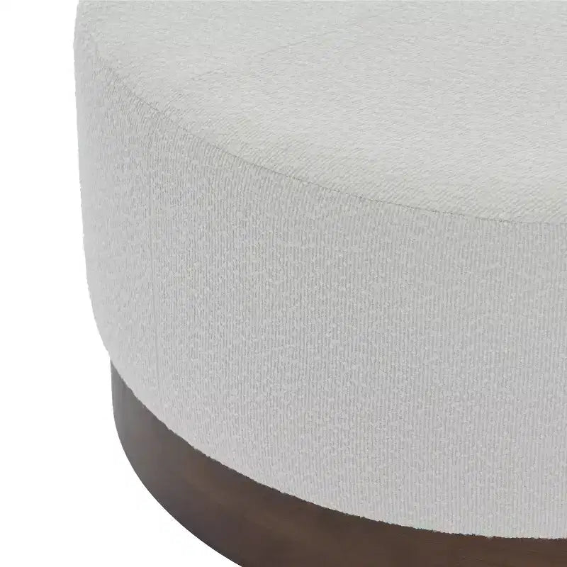 Ottoman rembourré en boucle, en hévéa, rond et moderne