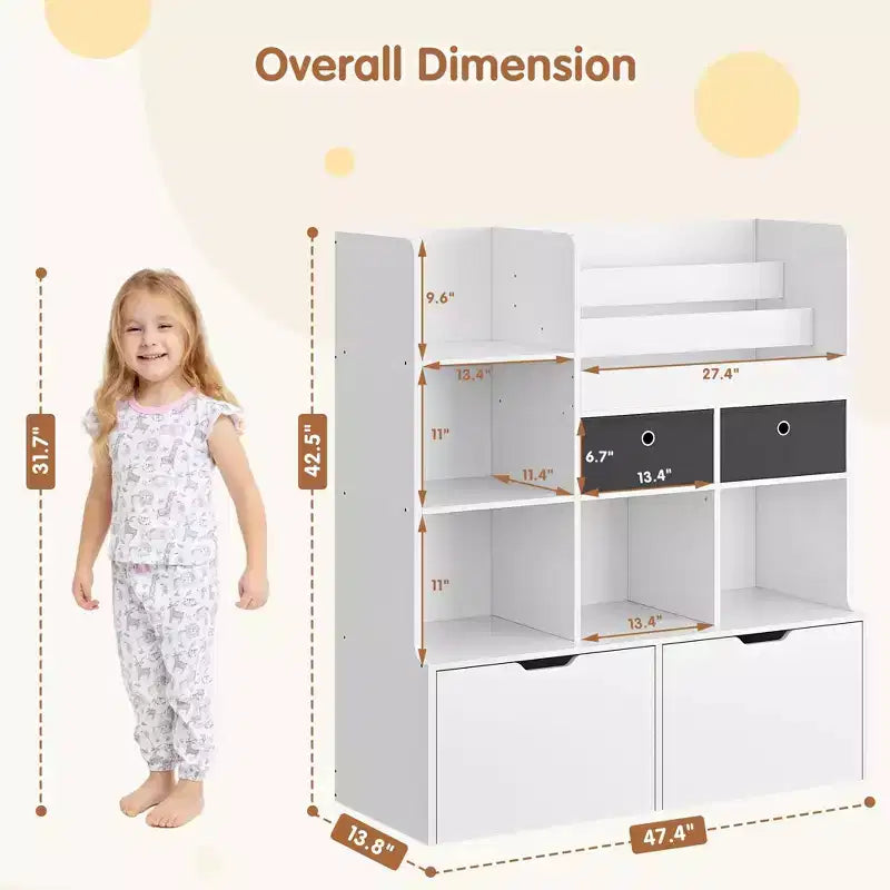 Bibliothèque enfant blanche avec 4 tiroirs C Organisateur de rangement pour jouets en bois moderne