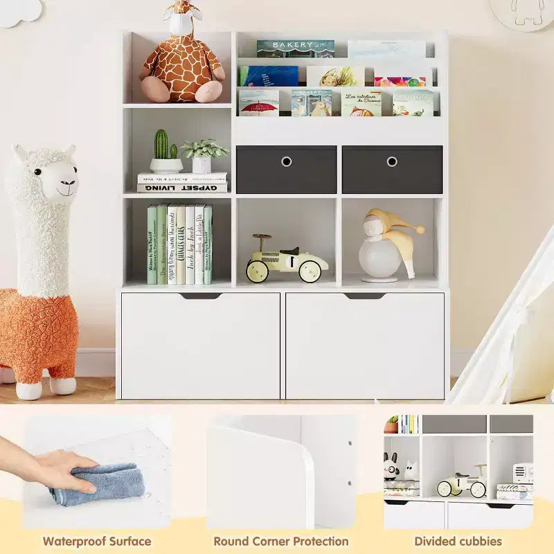 Bibliothèque enfant blanche avec 4 tiroirs C Organisateur de rangement pour jouets en bois moderne