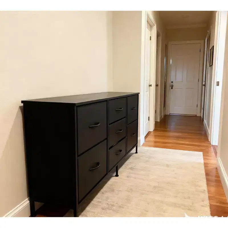 Commode à 7 tiroirs avec plateau en bois et cadre en métal, Armoire de rangement à tiroirs