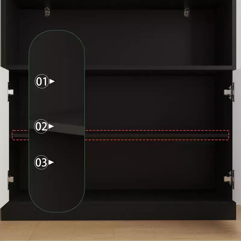 Meuble de rangement verrouillable noir et blanc Étagère Bibliothèque ouverte à tablette réglable