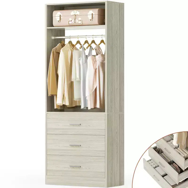Système de rangement autoportant de 24 po avec 3 tiroirs en bois