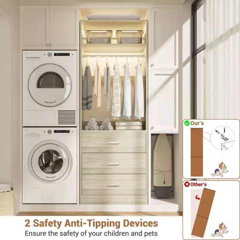 Système de rangement autoportant de 24 po avec 3 tiroirs en bois