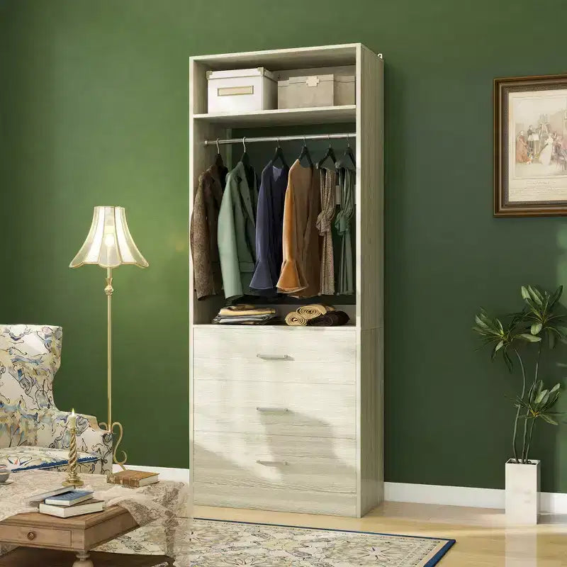 Besiost Freestanding 24 Closet System with 3 Wood Drawers