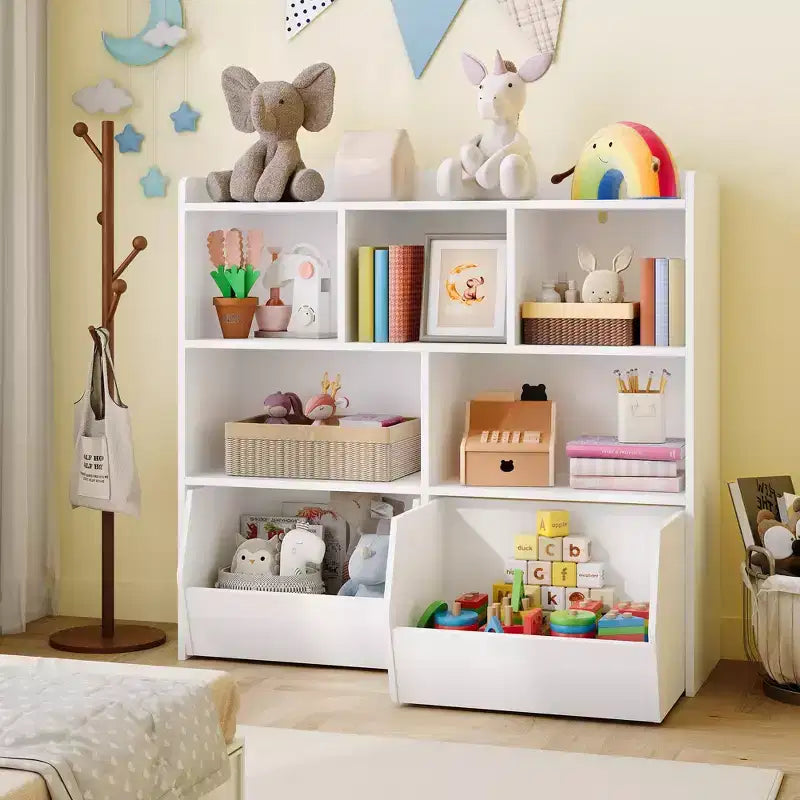 Organisateur de rangement pour jouets avec tiroirs amovibles, étagère pour enfants avec roulettes cachées