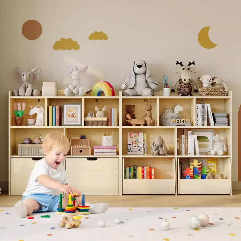 Organisateur de rangement pour jouets avec tiroirs amovibles, étagère pour enfants avec roulettes cachées