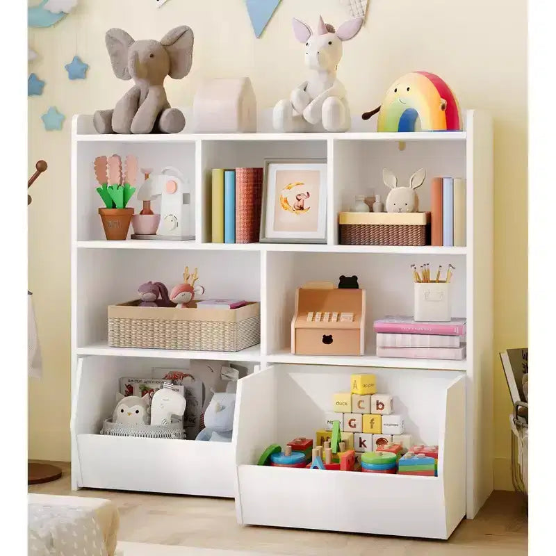 Organisateur de rangement pour jouets avec tiroirs amovibles, étagère pour enfants avec roulettes cachées