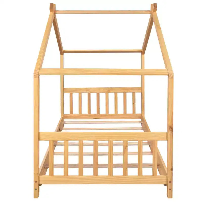 Lit plateforme cabane avec 2 tiroirs, cadre en bois de pin massif