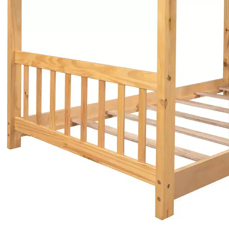 Lit plateforme cabane avec 2 tiroirs, cadre en bois de pin massif