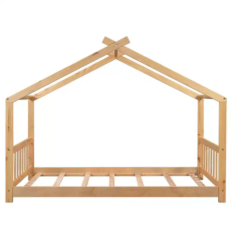 Lit plateforme cabane avec 2 tiroirs, cadre en bois de pin massif