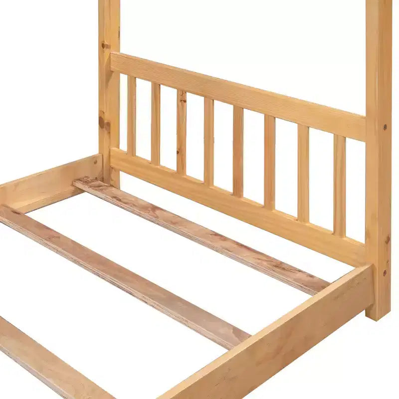 Lit plateforme cabane avec 2 tiroirs, cadre en bois de pin massif
