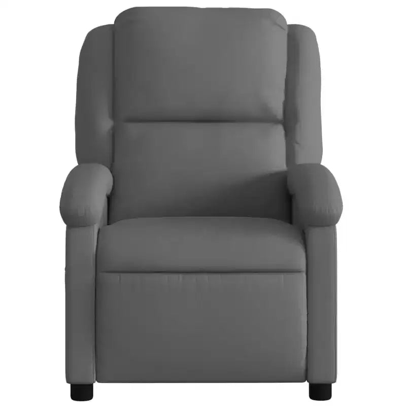 vidaXL Recliner Chair Wingback Reclining Sofa Seating Furniture Real Leather - Gray Manual Push Back No Massage