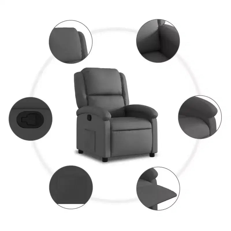 Fauteuil relax en cuir véritable avec dossier haut