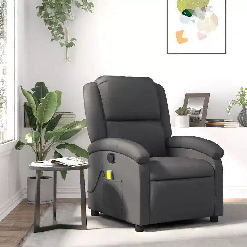 Fauteuil relax en cuir véritable avec dossier haut