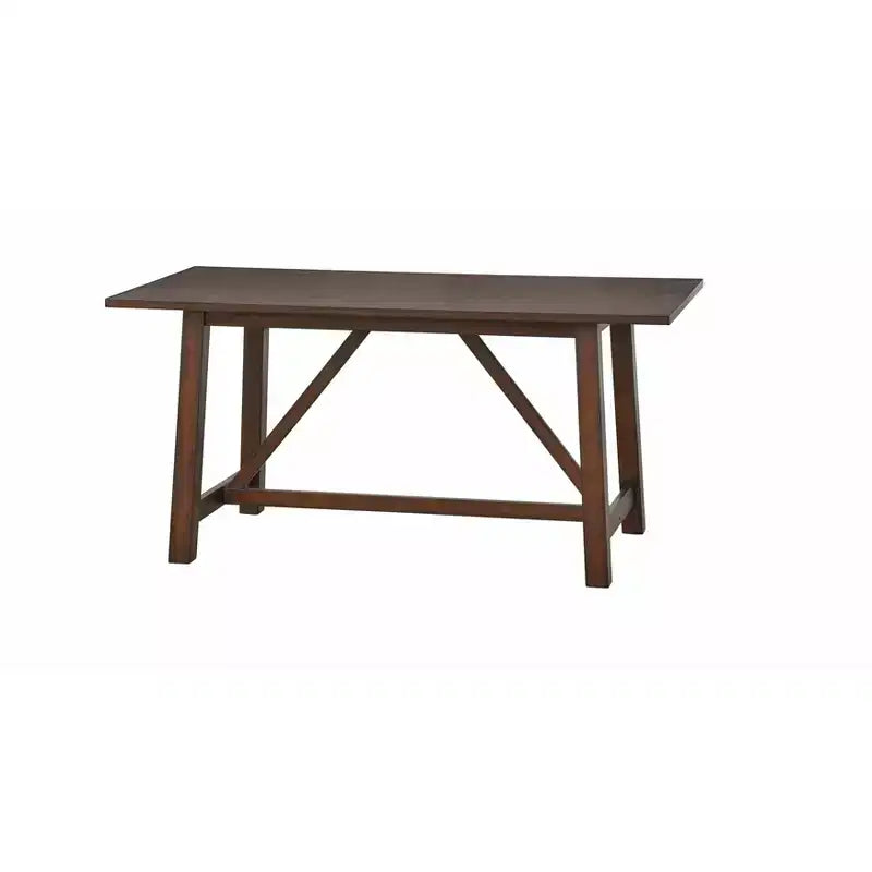 Buylateral Davidson Modern Farmhouse Rectangular Dining Table Rustic Brown: Solid Rubberwood, 64-inch Non-Extension