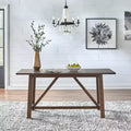 Table à manger rectangulaire en bois d'hévéa massif, style ferme moderne, marron rustique