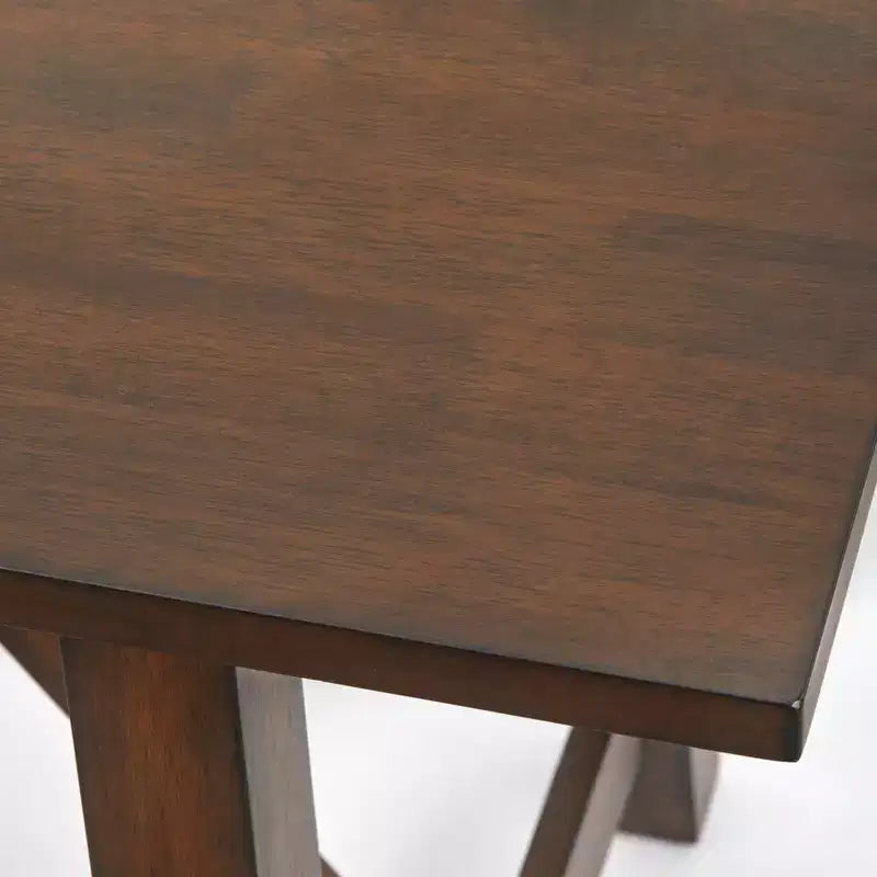 Table à manger rectangulaire en bois d'hévéa massif, style ferme moderne, marron rustique