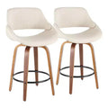 Set of 2 Fabrico Mid Century Modern Counter Height Barstool - LumiSource