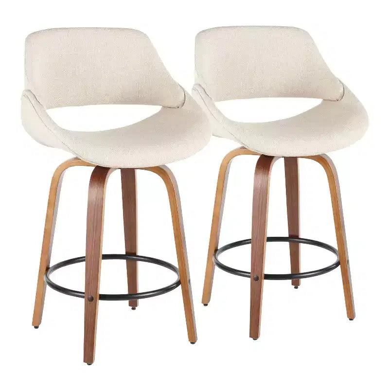 Set of 2 Fabrico Mid Century Modern Counter Height Barstool - LumiSource